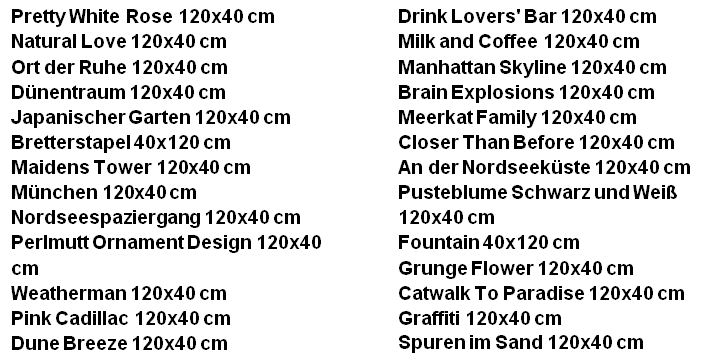 mantiburi Leinwand Bilder - 26 Motive 120x40cm für je 19,95€ mantiburi Leinwand Bilder 26 Motive 120x40cm für je 19,95€
