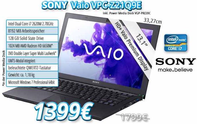 Notebookde 133 Notebook Sony Vaio I7 8gb Ram 128gb Ssd Und